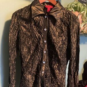 JS Collections Black Textured Button-Down Shirt